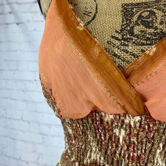 She’s Cool Semi Sheer Paisey Print Gold Detail Cami Dress - Picture 2 of 2